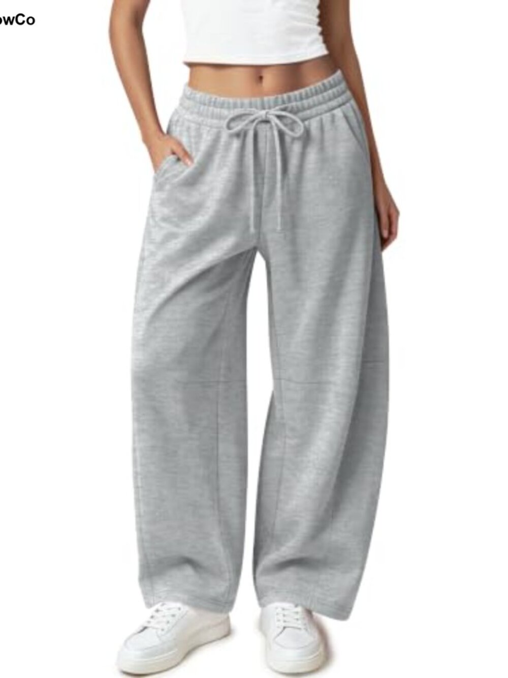 Women's Barrel Sweatpants Elastic Waist Baggy Pants with Pockets